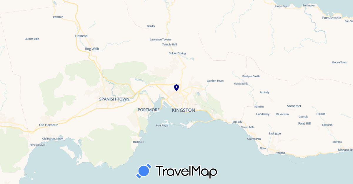 TravelMap itinerary: driving in Jamaica (North America)